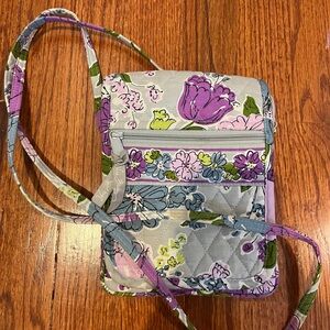 Vera Bradley purple and grey floral crossbody bag